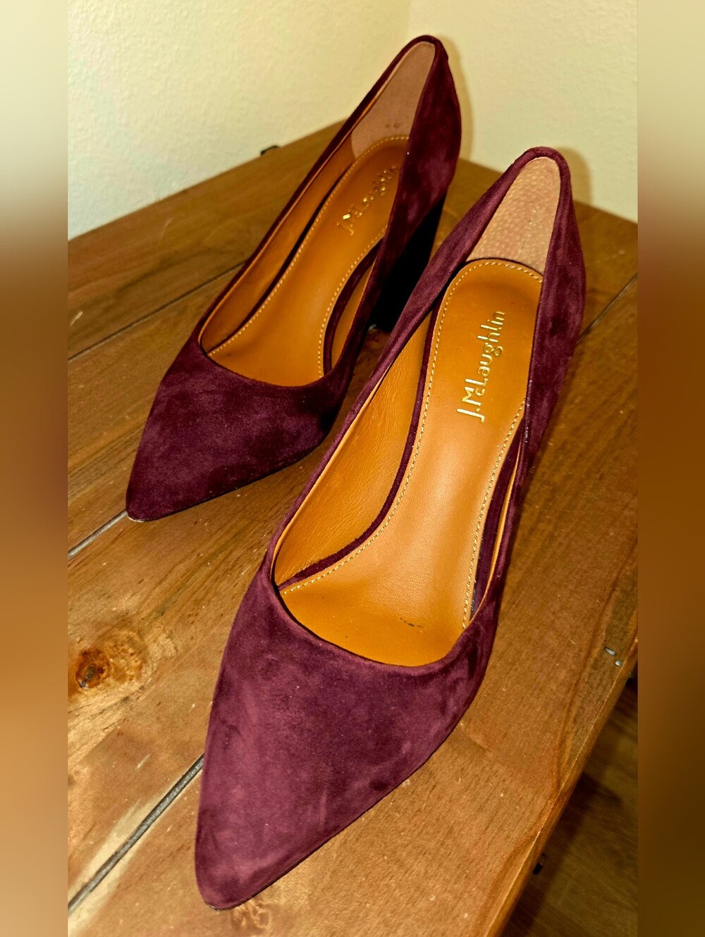 J McGloughlin Beatrice Burgundy Suede Pumps